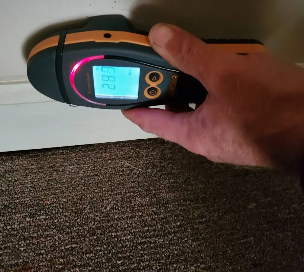 Moisture detection at baseboard during Storm Damage Restoration in Emmett
